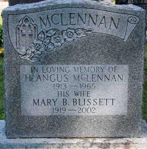 Photo of headstones/Harold Angus McLennan 1913-1965 hdstn Ottawa Beechwood Cem